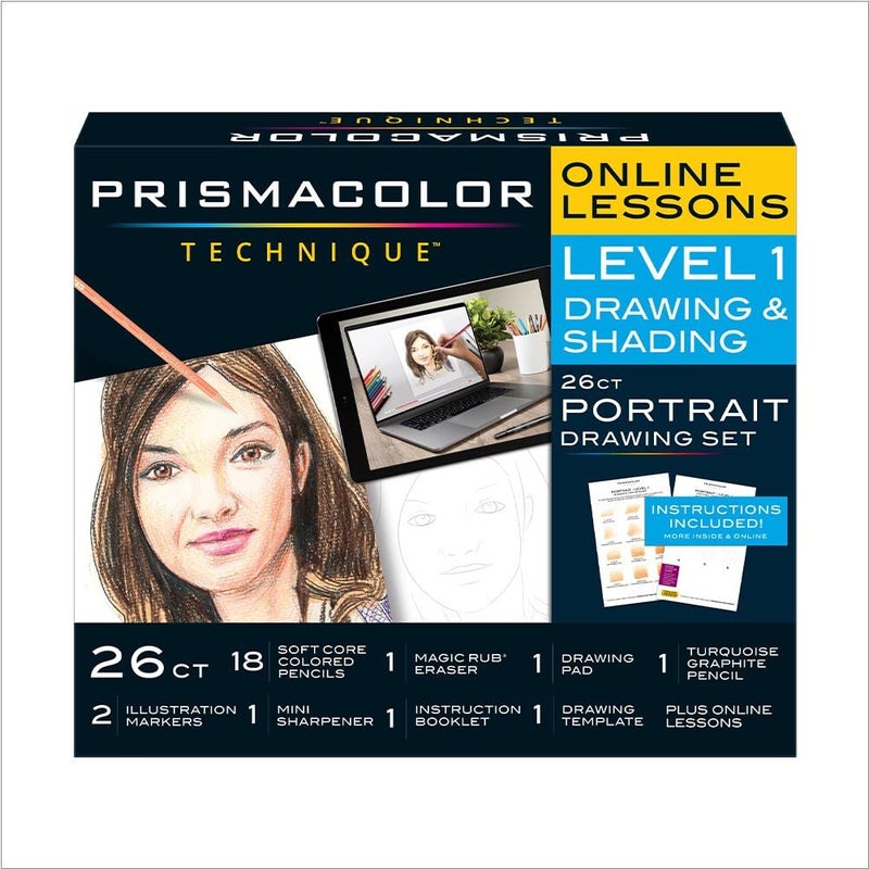 Prismacolor Technique  Portrait Drawing Set  Level 1  Art Supplies & Digital Art Lessons  26 Count  Perfect for Beginner Artists and Professionals - Image 1